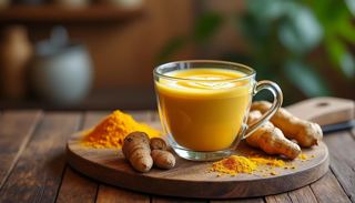 Golden latte au curcuma et champignons