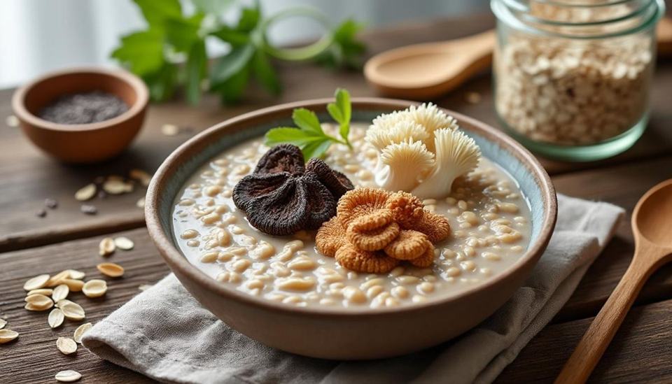 découvrez une recette innovante d'overnight oats aux champignons adaptogènes, alliant saveurs délicates et bienfaits naturels pour un petit-déjeuner sain et énergisant.
