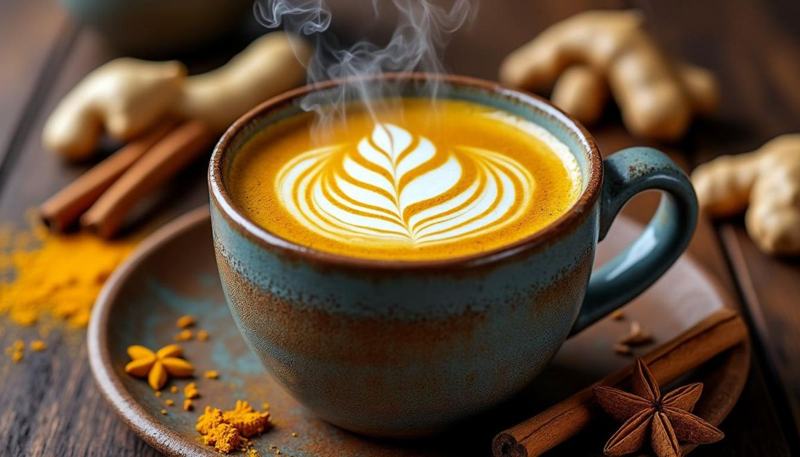 découvrez notre recette de golden latte au curcuma et champignons, une boisson santé aux saveurs riches et aux bienfaits naturels pour votre bien-être quotidien.